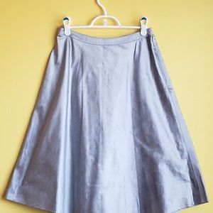Silk skirt, A-line, silver color, new